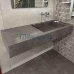 Furniture bench with washbasin 120x50x16 material: Granite Gres Porcell.Smaltato surface: Matt 1 basin, color: Grey Countertops with wash basin