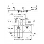 Νεροχύτης ανοξείδωτος 102,4x51 από inox επιφάνεια: Λεία ματ χωρίς πάγκο ένθετος 2 γούρνες stainless steel, χρώμα: Χρωμέ Ανοξείδωτοι