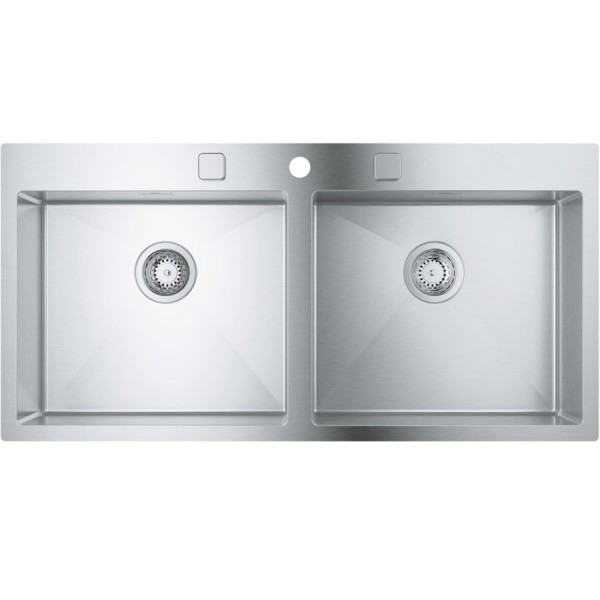 Sink Stainless (Steel) 102,4x51 material: Inox surface: Matt free nested 2 cabinet stainless steel, color: Chrome Stainless steel Sink Stainless (Steel) 102,4x51 material: Inox surface: Matt free nested 2 cabinet stainless steel, color: Chrome Stainless steel