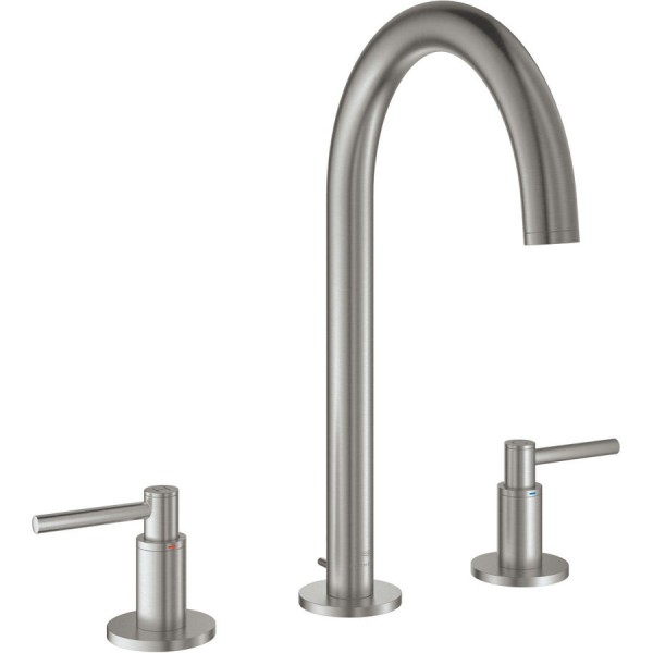 Wash basin tap Deck-mounted dual-level L size material: Brass With push-open waste set, color: Chrome surface: Brushed Deck-mounted
