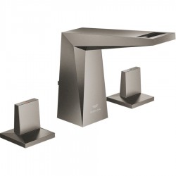 Wash basin tap Deck-mounted dual-level material: Brass With pop-up waste set Μ size, color: Grey surface: Brushed Deck-mounted