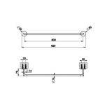 Πετσετοθήκη 60cm Finox Brushed Nickel PVD σταθερή από ορείχαλκο μονή, χρώμα: Χρωμέ επιφάνεια: Βουρτσισμένη Πετσετοθήκες