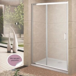 Καμπίνα ντουζιέρας ευθύγραμμη 98,5x185 6mm συρόμενη S00 (98,5-102,5) επιφάνεια: Γυαλιστερή, χρώμα: Χρωμέ Ευθύγραμμες