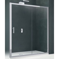 Shower enclosure Linear 114x195 6mm sliding reversible, 2P114 (114-120), Crystal Clear, transparent crystal glass surface: Glossy, color: Chrome Linear