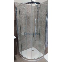 Καμπίνα ντουζιέρας ημικυκλική 78,5x78,5x185 6mm συρόμενη C80 (78,5-81,0) πλαίσιο από γυαλισμένο αλουμίνιο, διάφανο κρύσταλλο επιφάνεια: Γυαλιστερή, χρώμα: Χρωμέ Ημικυκλικές