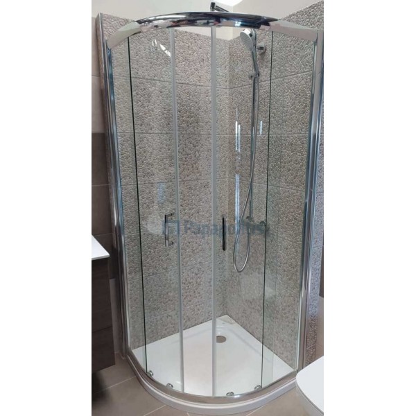 Shower enclosure Quadrant 78,5x78,5x185 6mm sliding C80 (78,5-81,0) polished aluminium frame, transparent crystal glass surface: Glossy, color: Chrome Shower enclosure Quadrant 78,5x78,5x185 6mm sliding C80 (78,5-81,0) polished aluminium frame, transparent crystal glass surface: Glossy, color: Chrome