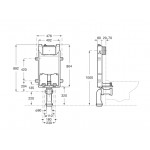 Concealed cistern for wall-mounted toilet for single wall With frame WC Compact 47,6x9x80,4cm Concealed cisterns for wall-mounted WC