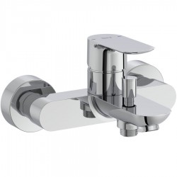 Bathtub tap Wall-mounted exposed material: Brass without hand shower, hose and holder mixer, color: Chrome surface: Glossy Wall-mouned exposed