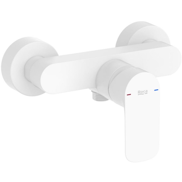Shower tap Wall-mounted exposed material: Brass mixer without hand shower, hose and holder White Matt, color: White surface: Matt Wall-mouned exposed Shower tap Wall-mounted exposed material: Brass mixer without hand shower, hose and holder White Matt, color: White surface: Matt Wall-mouned exposed