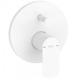 Shower tap Wall-mounted concealed - complete set 2 way material: Brass mixer With plate without hand shower, hose and holder White Matt, color: White surface: Matt Wall-mounted - external part