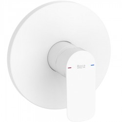 Shower tap Wall-mounted concealed - complete set 1 way material: Brass mixer With plate without hand shower, hose and holder White Matt, color: White surface: Matt Wall-mounted - external part