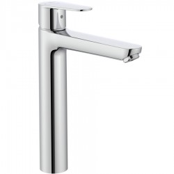 Wash basin tap Deck-mounted for free-standing washbasin material: Brass mixer With push-open waste set, color: Chrome surface: Glossy Deck-mounted