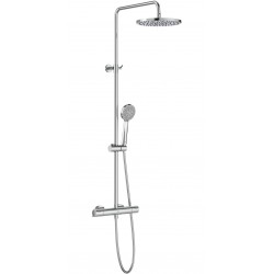 Shower tap with showerpipe and overhead shower Wall-mounted material: Brass thermostatic, color: Chrome surface: Glossy