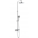 Shower tap with showerpipe and overhead shower Wall-mounted material: Brass mixer Round, color: Chrome surface: Glossy Wall-mounted exposed with showerpipe and overhead shower Shower tap with showerpipe and overhead shower Wall-mounted material: Brass mixer Round, color: Chrome surface: Glossy Wall-mounted exposed with showerpipe and overhead shower