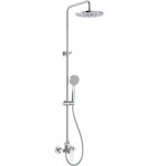 Shower tap with showerpipe and overhead shower Wall-mounted material: Brass mixer, color: Chrome surface: Glossy Shower tap with showerpipe and overhead shower Wall-mounted material: Brass mixer, color: Chrome surface: Glossy