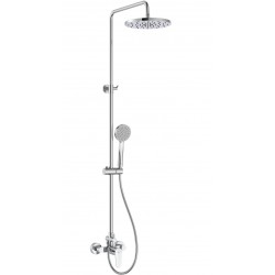 Shower tap with showerpipe and overhead shower Wall-mounted material: Brass mixer, color: Chrome surface: Glossy Wall-mounted exposed with showerpipe and overhead shower