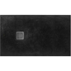 Ντουζιέρα ορθογώνια 140x70x3,1 από συνθετικό Black Superslim , Stonex®, χρώμα: Μαύρο επιφάνεια: Σαγρέ - Ανάγλυφη