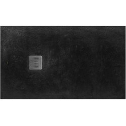 Ντουζιέρα ορθογώνια 100x80x2,6 από συνθετικό Black Superslim , Stonex®, χρώμα: Μαύρο επιφάνεια: Σαγρέ - Ανάγλυφη