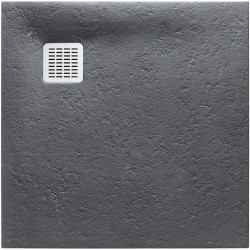 Ντουζιέρα τετράγωνη 90x90x2,8 από συνθετικό Square, Slate Superslim , Stonex®, χρώμα: Γκρι επιφάνεια: Σαγρέ - Ανάγλυφη