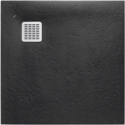 Ντουζιέρα τετράγωνη 90x90x2,8 από συνθετικό Square, Black Superslim , Stonex®, χρώμα: Μαύρο επιφάνεια: Σαγρέ - Ανάγλυφη