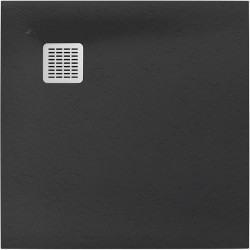Shower tray Square 90x90x2,8 material: Synthetic Superslim , Stonex®, color: Black surface: Srained - Textured Square