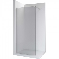 Καμπίνα ντουζιέρας ευθύγραμμη 80x200 6mm σταθερή κρύσταλλο διαφανές, με κάθετη αντιρίδα επιφάνεια: Γυαλιστερή, χρώμα: Χρωμέ Ευθύγραμμες
