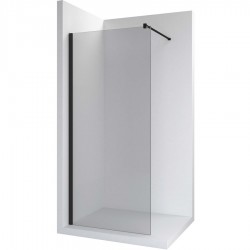 Καμπίνα ντουζιέρας ευθύγραμμη 80x200 8mm σταθερή κρύσταλλο διαφανές, με κάθετη αντιρίδα Matt Black επιφάνεια: Ματ, χρώμα: Μαύρο Ευθύγραμμες