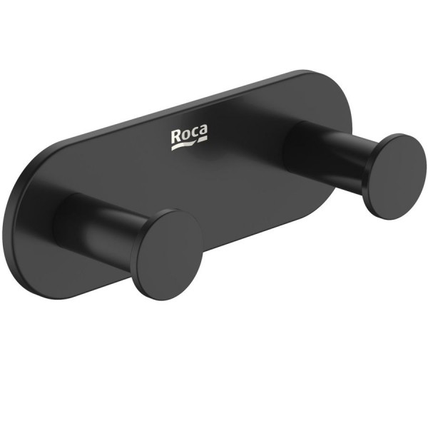Hook double Flat wall mounted material: Brass, color: Black surface: Matt