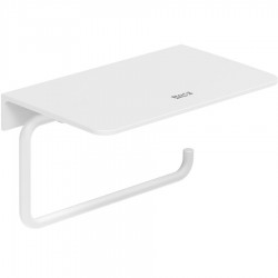 Paper holder with shelf material: Brass White Matt, color: White surface: Matt Toilet paper holders
