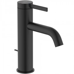 Wash basin tap Deck-mounted material: Brass mixer With pop-up waste set Μ size Black Matt, color: Black surface: Matt