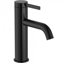 Wash basin tap Deck-mounted material: Brass mixer With push-open waste set Μ size Titaniun Black, color: Black surface: Glossy Deck-mounted
