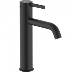 Wash basin tap Deck-mounted material: Brass mixer With push-open waste set Μ size Black Matt, color: Black surface: Matt Deck-mounted