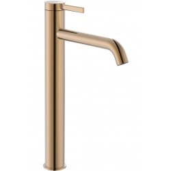 Wash basin tap Deck-mounted for free-standing washbasin material: Brass mixer With push-open waste set Cold Start, color: Pink Gold surface: Glossy Deck-mounted