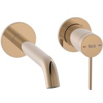 Wash basin tap Wall-mounted - external part 2 holes mixer Without waste, color: Pink Gold material: Brass surface: Glossy Wall-mounted - external part Wash basin tap Wall-mounted - external part 2 holes mixer Without waste, color: Pink Gold material: Brass surface: Glossy Wall-mounted - external part