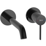Wash basin tap Wall-mounted - external part 2 holes mixer Without waste, color: Black material: Brass Titaniun Black surface: Glossy Wall-mounted - external part
