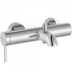 Bathtub tap Wall-mounted exposed material: Brass without hand shower, hose and holder mixer, color: Chrome surface: Glossy