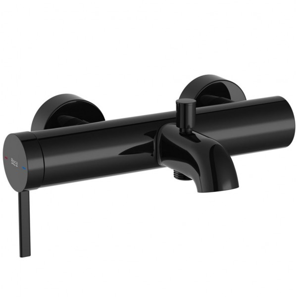 Bathtub tap Wall-mounted exposed material: Brass without hand shower, hose and holder Titaniun Black mixer, color: Black surface: Glossy Wall-mouned exposed