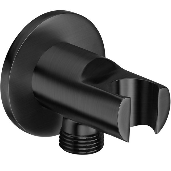 Shower holder Fixed With Outlet elbow material: Brass, color: Black surface: Brushed Shower holders