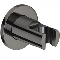 Στήριγμα ντους σταθερό από ορείχαλκο Round, titanium black, χρώμα: Μαύρο επιφάνεια: Γυαλιστερή Στηρίγματα ντους