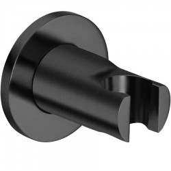 Στήριγμα ντους σταθερό από ορείχαλκο Round, Brushed titanium black, χρώμα: Μαύρο επιφάνεια: Βουρτσισμένη Στηρίγματα ντους