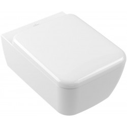 Wall-mounted toilet & toilet seat soft closing, style: Wrapover hidden fixation Rimless 53x37 surface: Glossy, color: White Wall-mounted