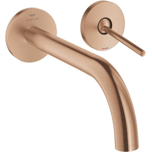 Wash basin tap Wall-mounted - external part 2 holes mixer Without waste, color: Pink Gold material: Brass surface: Brushed Wall-mounted - external part