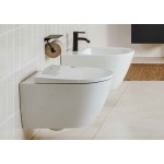 Wall-mounted toilet & toilet seat soft closing, style: Wrapover hidden fixation Rimless 53x36 surface: Glossy, color: White Wall-mounted Wall-mounted toilet & toilet seat soft closing, style: Wrapover hidden fixation Rimless 53x36 surface: Glossy, color: White Wall-mounted