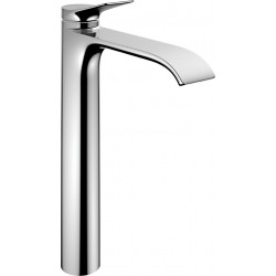 Wash basin tap Deck-mounted for free-standing washbasin material: Brass mixer waterfall (cascatta) With non-closing waste set, color: Chrome surface: Glossy Deck-mounted