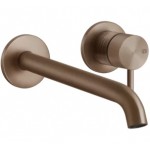 Wash basin tap Wall-mounted - external part 2 holes mixer Without waste, color: Bronze material: Inox surface: Brushed Wall-mounted - external part