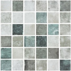 Ψηφίδα 5x5 Ισπανίας, σχήμα: Τετράγωνο Α’ διαλογής σε δίχτυ 31x41 cm επιφάνεια: Γυαλιστερή, απόχρωση: Γκρι/ Πράσινο Ψηφίδες