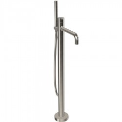 Μπαταρία μπανιέρας επιδαπέδια εξωτερικό μέρος από ορείχαλκο με τηλέφωνο & σπιράλ 1,5m, Brushed Nickel, χρώμα: Χρωμέ επιφάνεια: Βουρτσισμένη Επιδαπέδιες