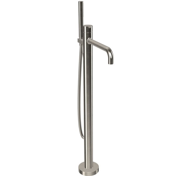 Μπαταρία μπανιέρας επιδαπέδια εξωτερικό μέρος από ορείχαλκο με τηλέφωνο & σπιράλ 1,5m, Brushed Nickel, χρώμα: Χρωμέ επιφάνεια: Βουρτσισμένη Επιδαπέδιες