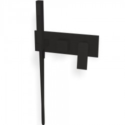 Shower tap Wall-mounted external part 2 way material: Brass mixer with hand shower, hose and holder With plate, color: Black surface: Matt Wall-mounted - external part