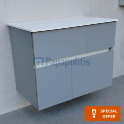 Βάση επίπλου χωρίς νιπτήρα 81x47x61 από ξύλο συνθετικό με επικάλυψη solid surface (728) επίτοιχου τύπου, χρώμα: Γκρι Βάσεις επίπλου χωρίς νιπτήρα